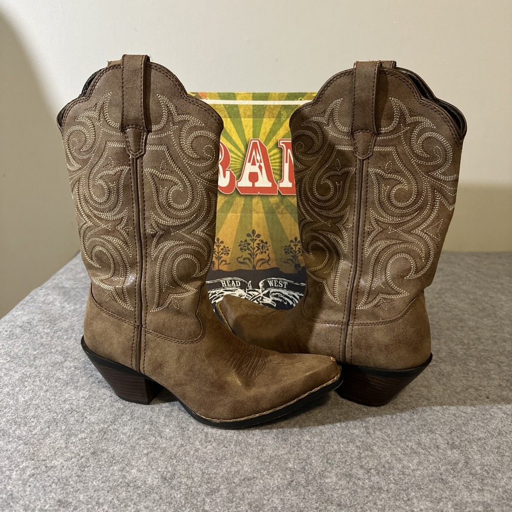 Durango DCRD177 Western Cowgirl Boots Crush 11" Lstyl Brown Womens 7.5M w/Box